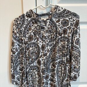 Paisley Print Women's Top - Black and Brown